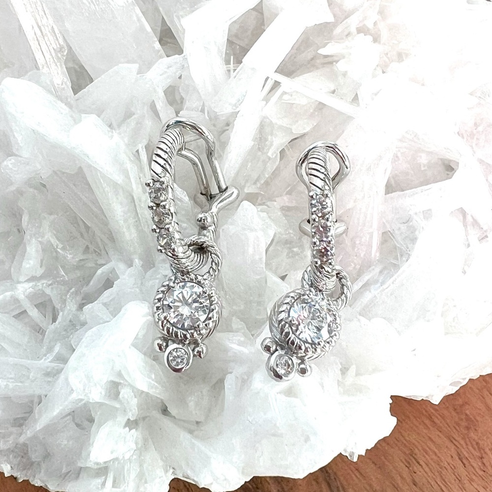 Judith Ripka Diamonique Hoop Earrings with removable Charm - Picture 2 of 10
